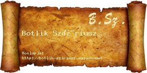 Botlik Szíriusz névjegykártya